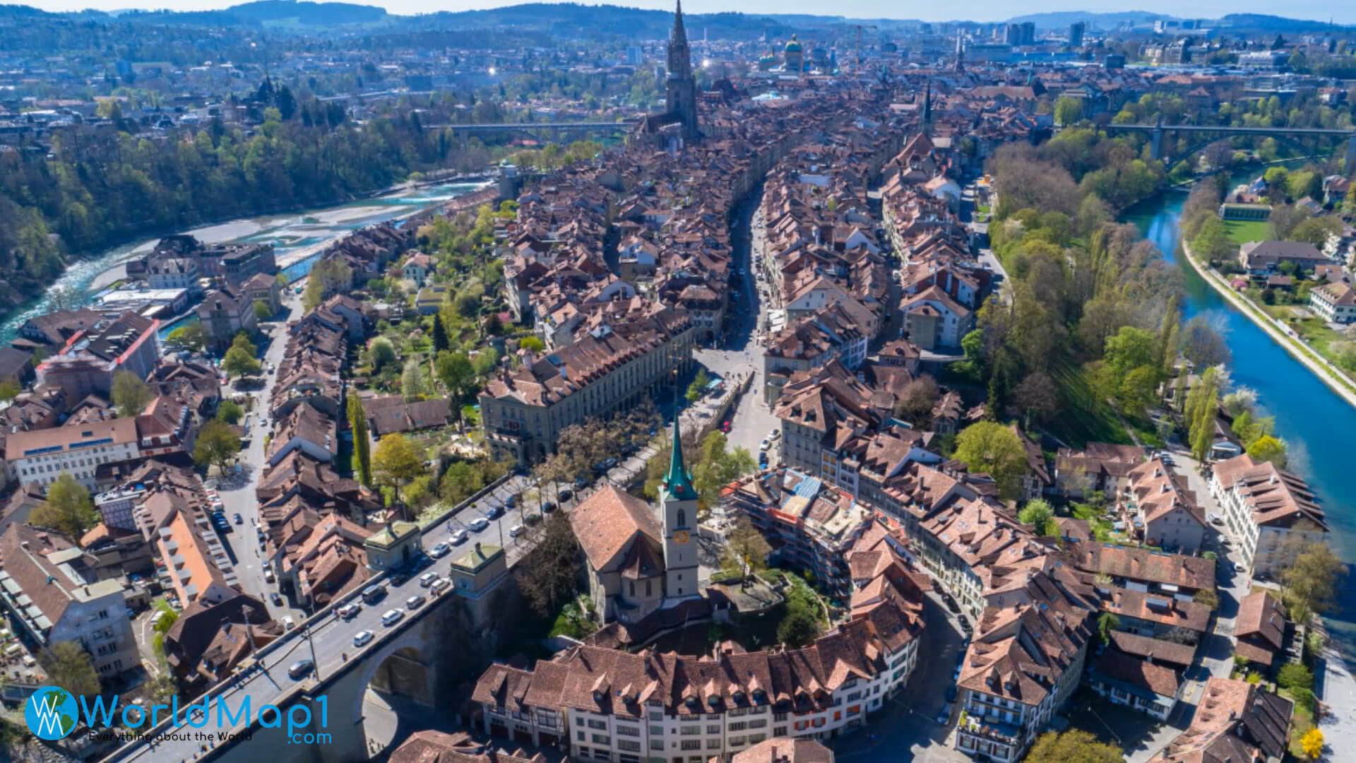 Bern City Center and Rhine River